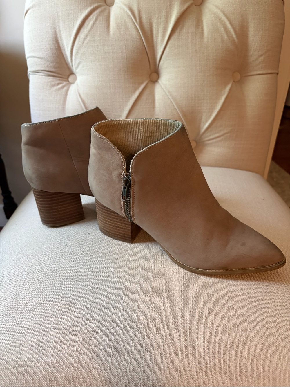 Seychelles Taupe Suede Ankle Booties with Side Zip